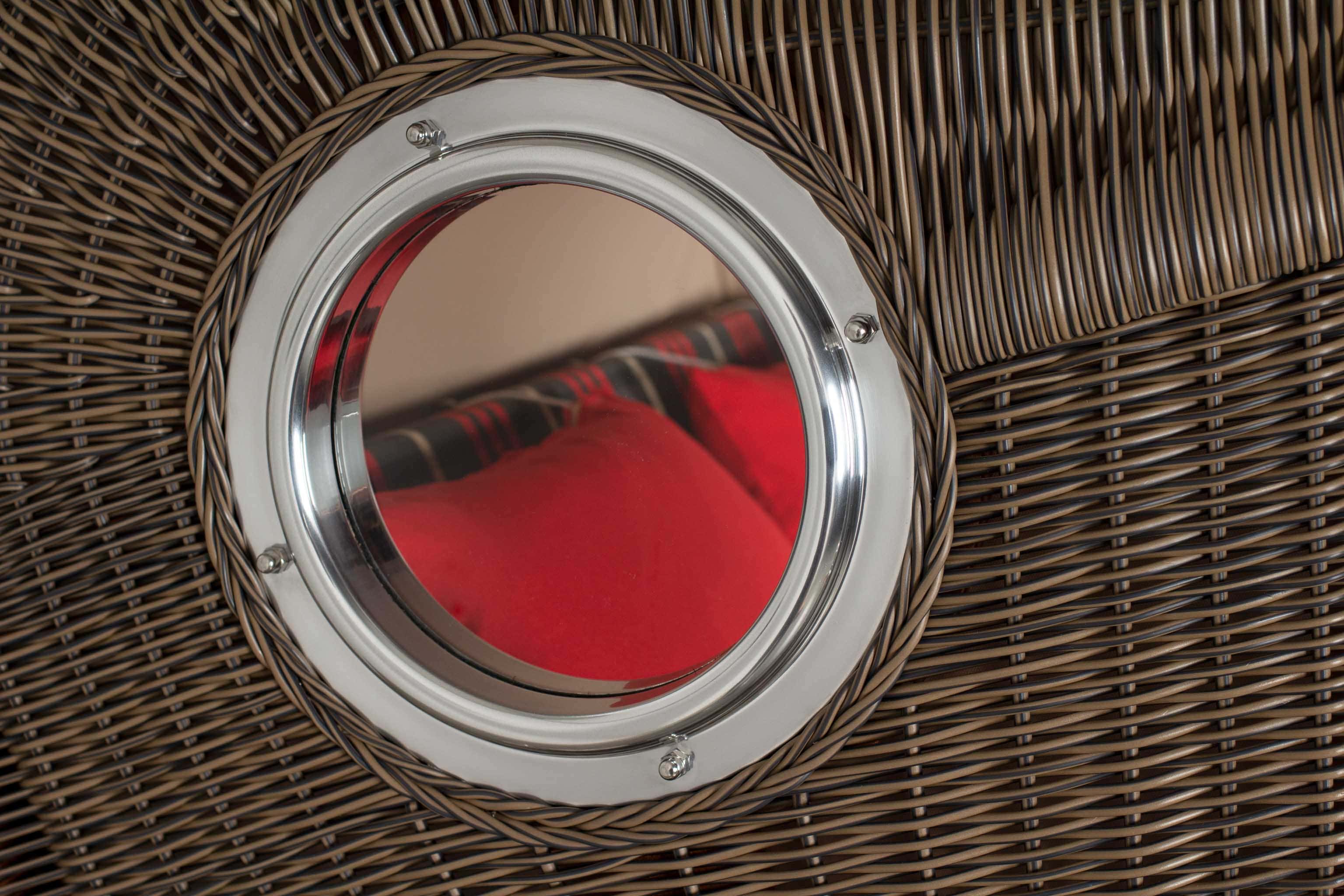 Strandkorb Rantum Bullauge Mahagoni PE Grey Dessin 529 Grau